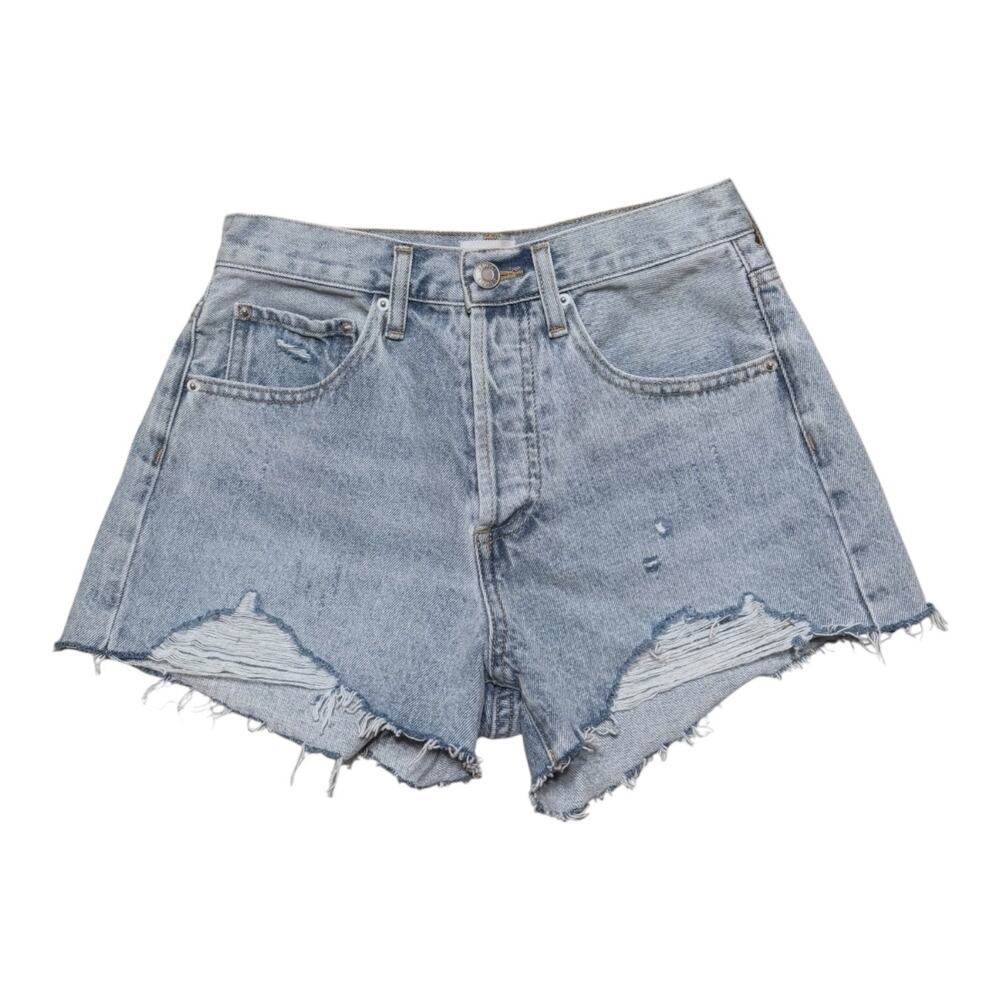 Z Supply High Rise Distressed Denim Shorts Women’s Size 25 Button Fly Light Wash